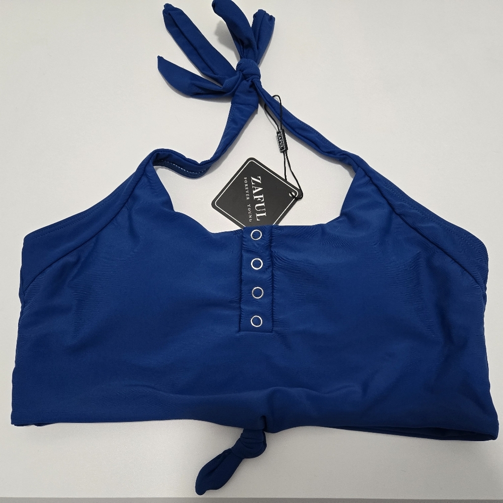 Zaful Royal Blue Halter Bikini Top - Medium